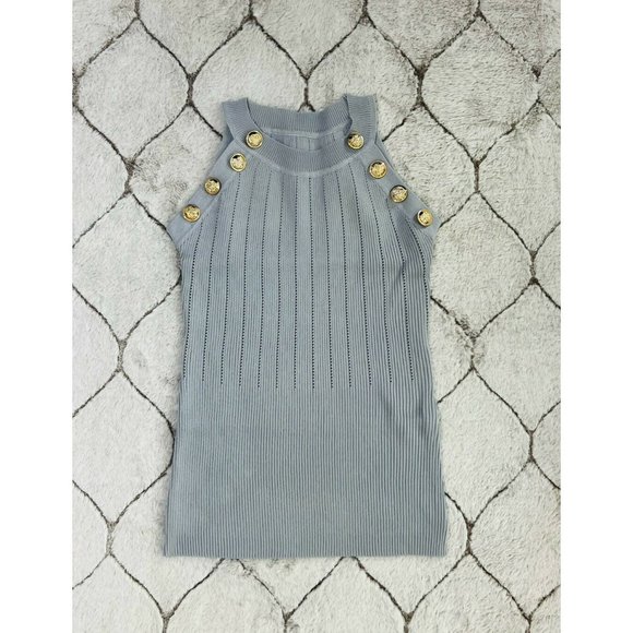 DAIMARAN Paris Women's Matching Set 2 Pieces Gray Tank Top + Short Ruffle S - Picture 2 of 6